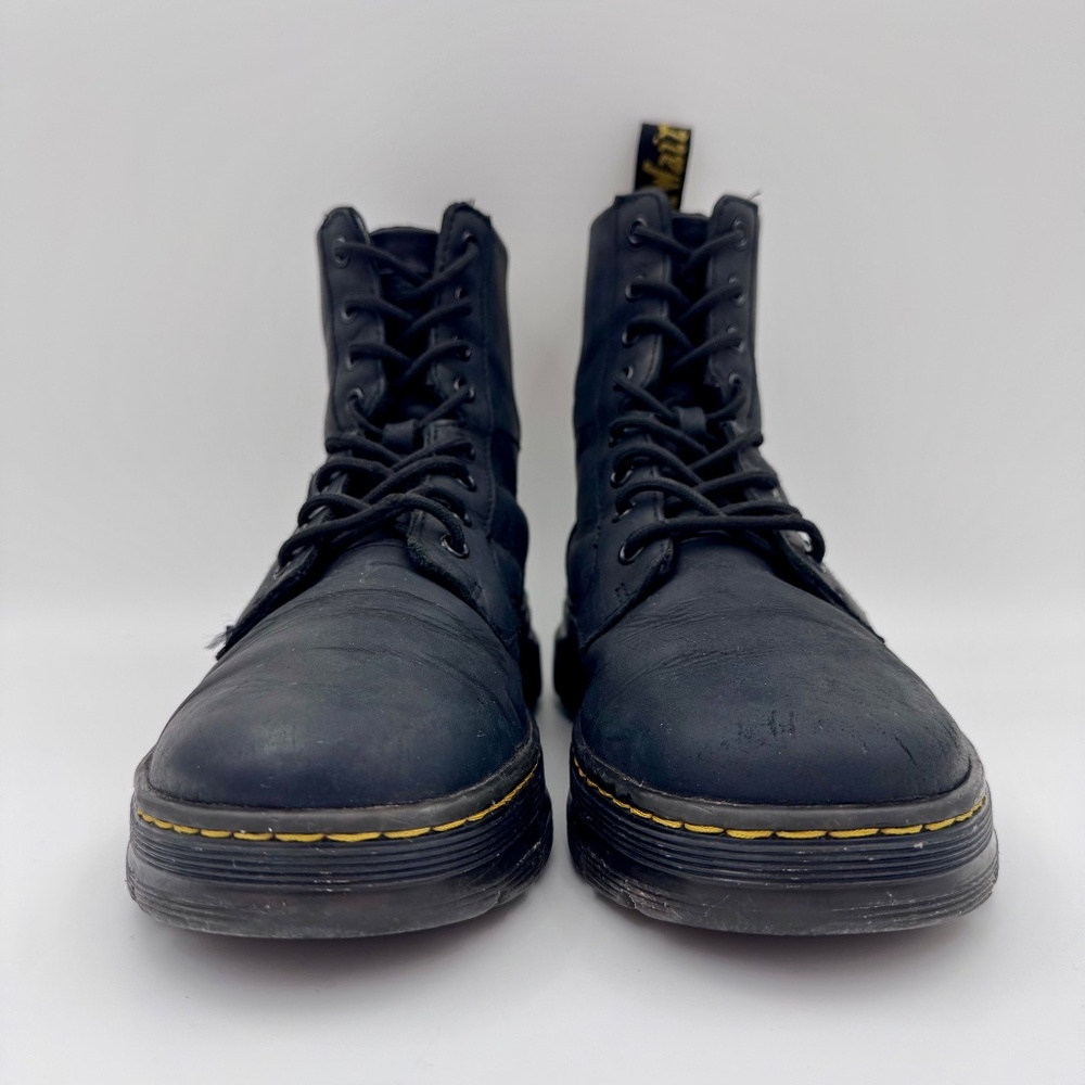 Dr. Martens Combs Black Wyoming Leather Combat Boots - Size 9 Women's/8 Men's - Picture 4 of 14